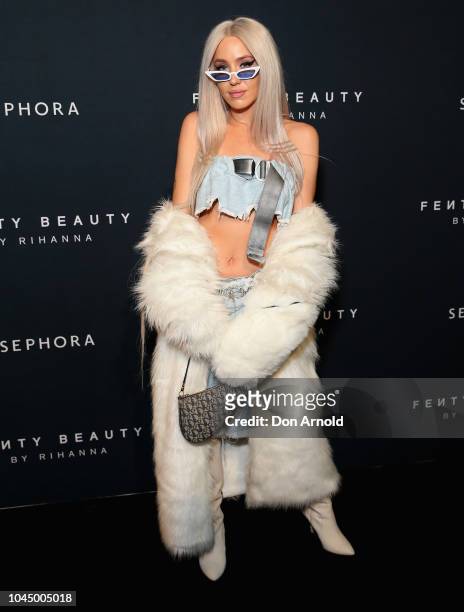 Imogen Anthony attends the Fenty Beauty by Rihanna Anniversary Event on October 3, 2018 in Sydney, Australia.