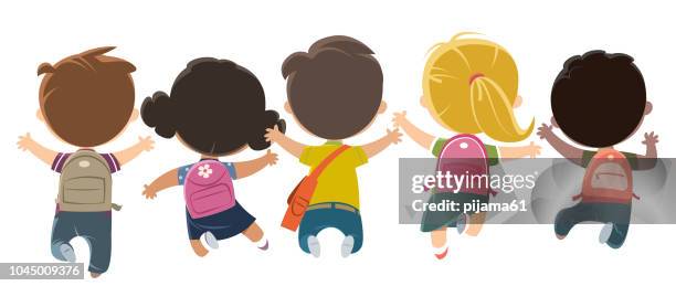 kids heading to school - school child stock illustrations