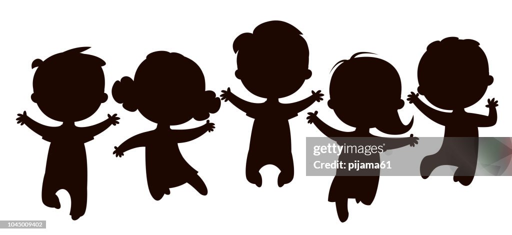 Cartoon Kids Silhouettes Jumping High-Res Vector Graphic - Getty Images