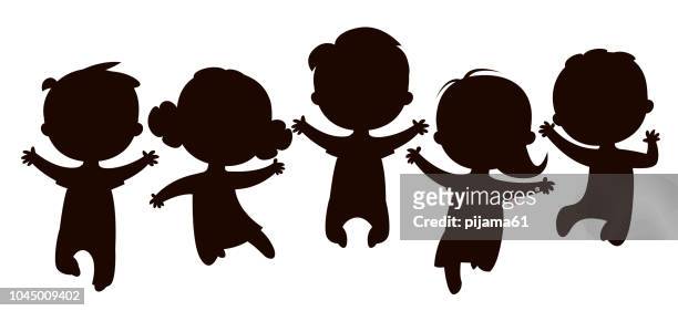 Cartoon Kids Silhouettes Jumping High-Res Vector Graphic - Getty Images