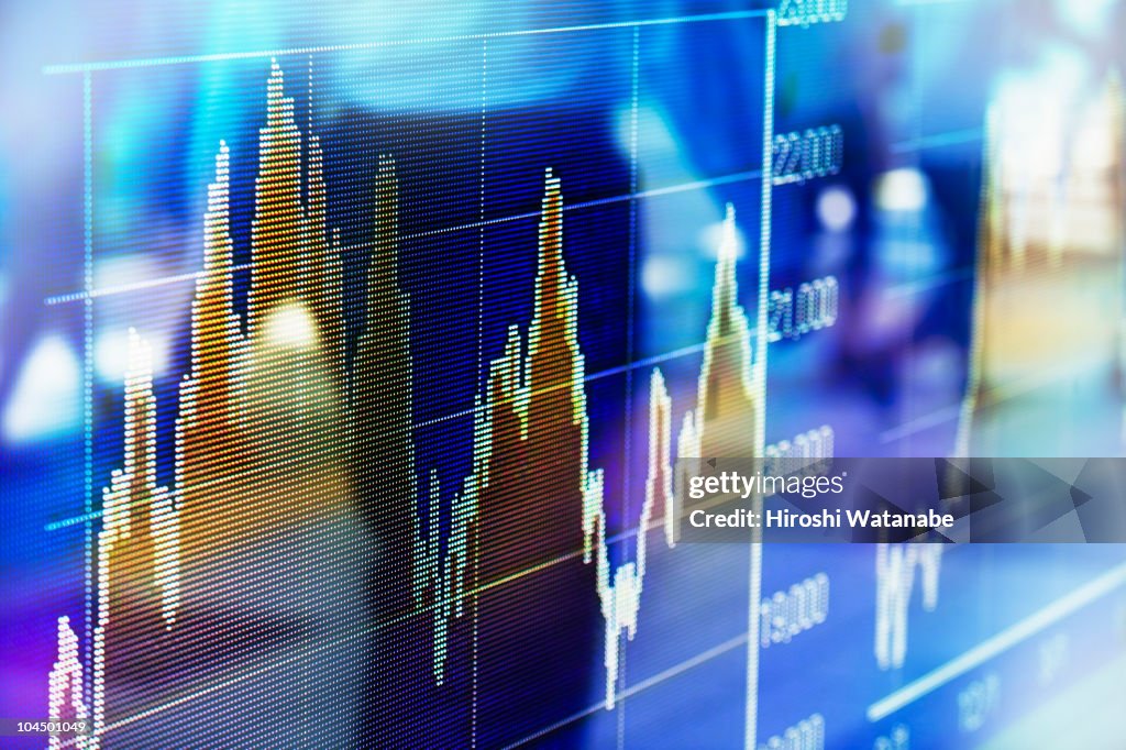 Reflection of stock market graph in window