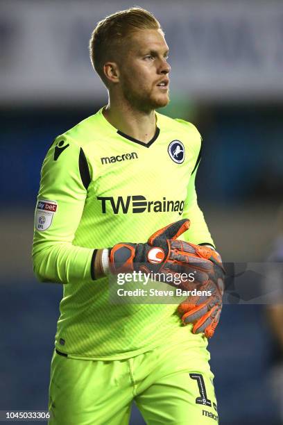 Ben Amos of Millwall during the Carabao Cup Third Round match between Millwall and Fulham at The Den on September 25, 2018 in London, England.