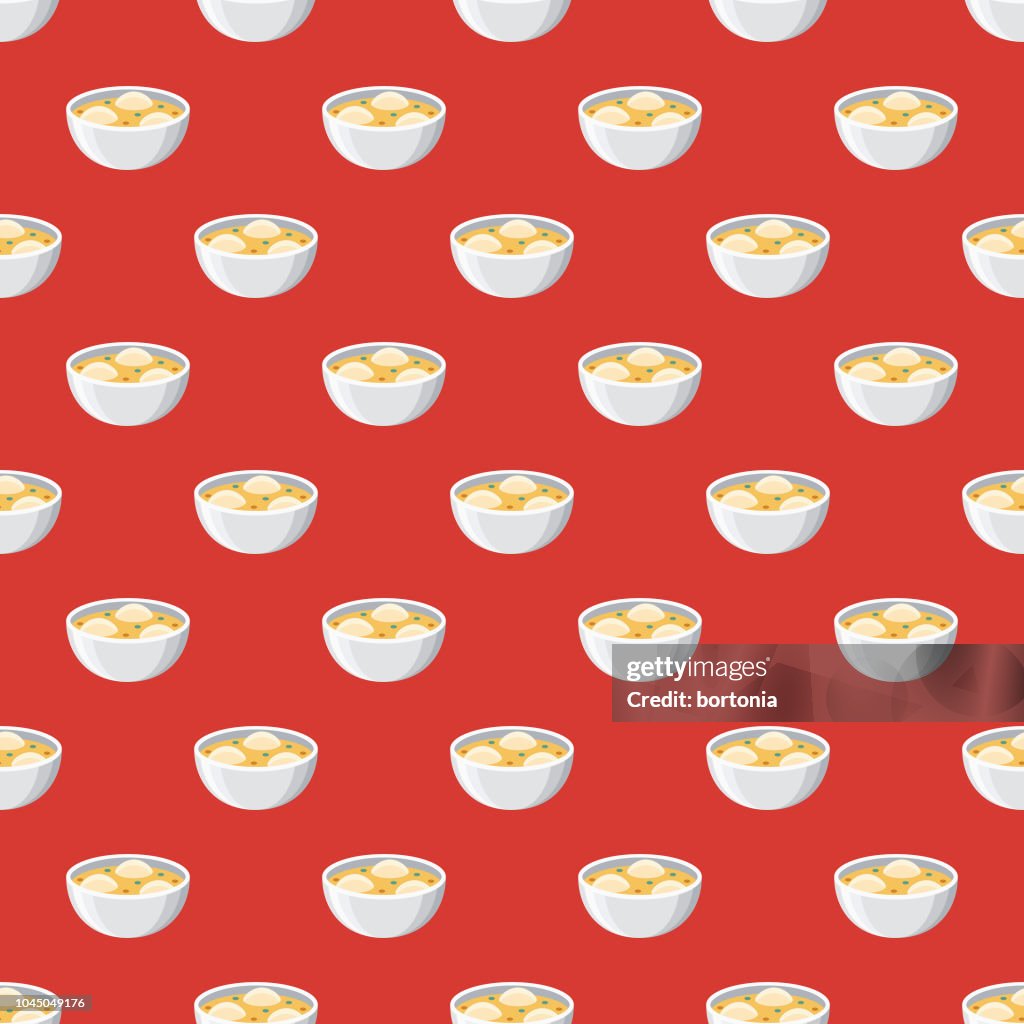 Matzo Ball Soup Hanukkah Seamless Pattern