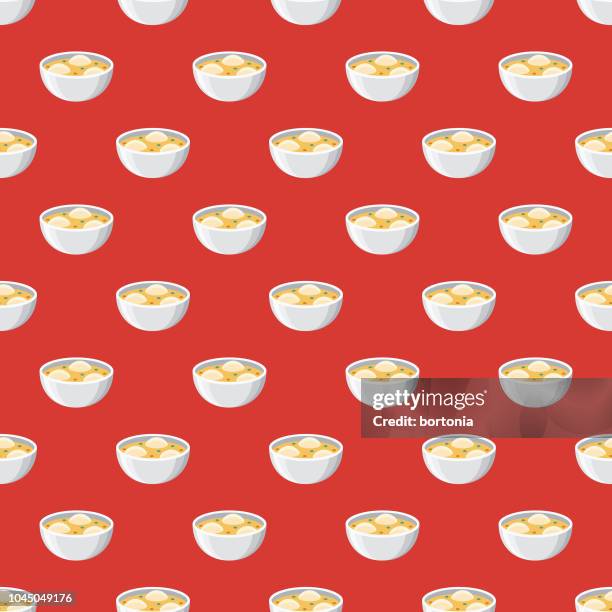 matzo ball soup hanukkah seamless pattern - chicken soup stock illustrations