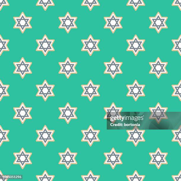 sugar cookie hanukkah seamless pattern - sugar cookie stock illustrations