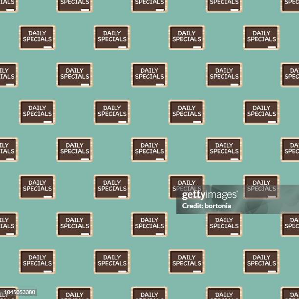 menu blackboard coffee seamless pattern - menu board vector stock illustrations