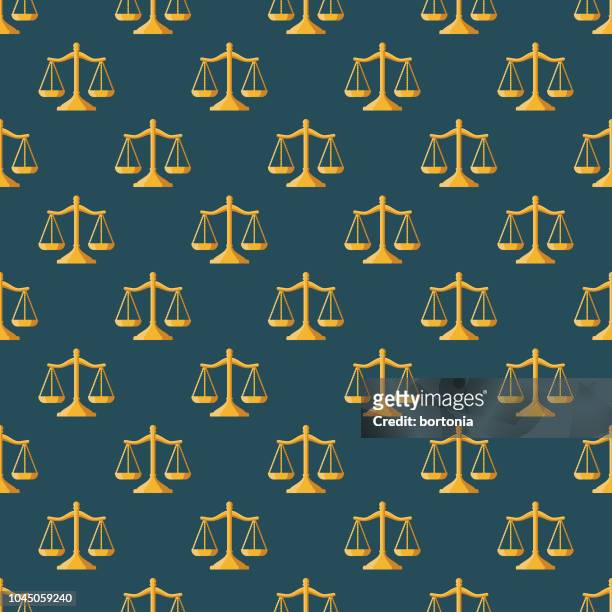 scales of justice crime seamless pattern - legal scales stock illustrations