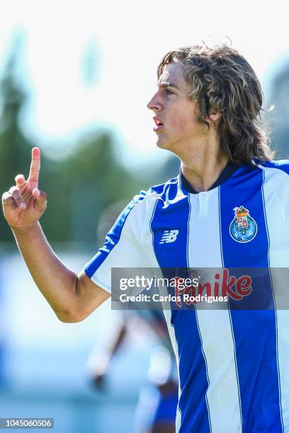 Fabio Silva of FC Porto celebrates scoring FC Porto second goal during the Group D match of the UEFA Champions League between FC Porto and...