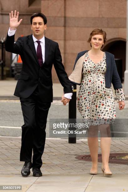 Leader of the Labour Party, Ed Miliband and his partner Justine Thornton arrive for his his keynote speech to party members at the annual Labour...