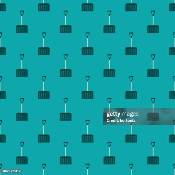 snow shovel winter seamless pattern - snow shovel stock illustrations