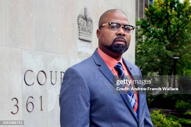 Neil Blackett poses outside University Avenue court, October 2, 2018. Blackett was exonerated this morning in the latest wrongful conviction case...