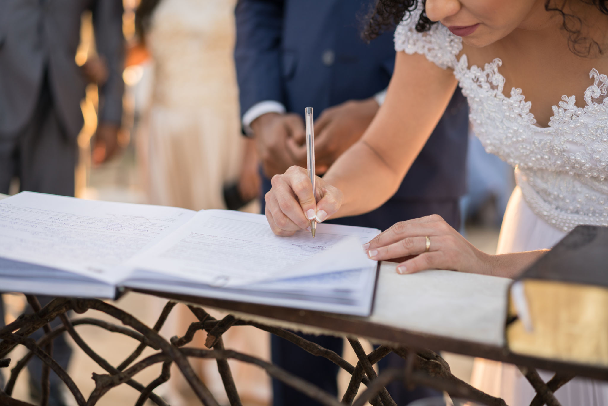 bride signing contract