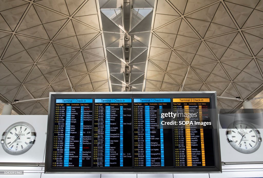 Airplane Computer Check In Airport screen is seen showing airline check-in desk location and ...