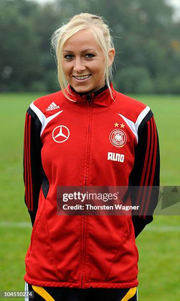 Kristina Gessat poses during the Women U23 National team presentation at Rosenhoehe stadium on September 28, 2010 in Offenbach, Germany.