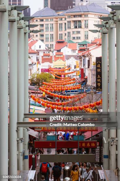 street view, chinatown district, singapore - singapore alley stock pictures, royalty-free photos & images