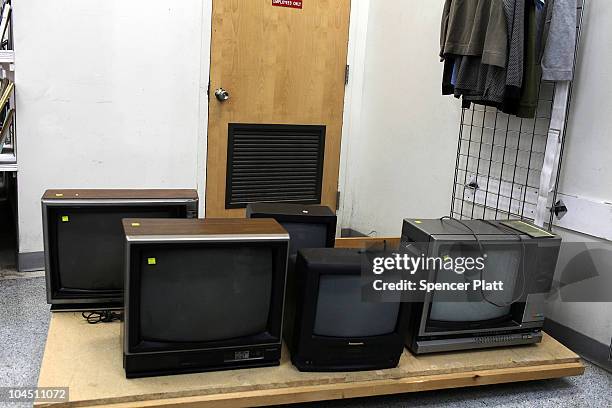 Used televisions are viewed in a thrift store on September 28, 2010 in the Brooklyn borough of New York City. A new report released by the U.S....