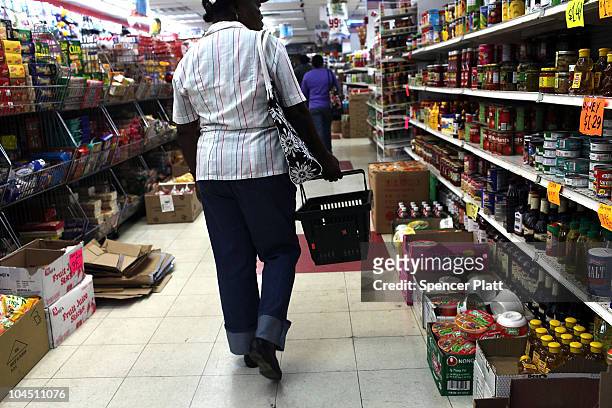 People shop in a dollar store on September 28, 2010 in the Brooklyn borough of New York City. A new report released by the U.S. Census Data shows...