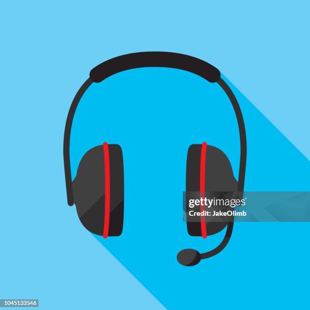 kopfhörer symbol flach - headset stock-grafiken, -clipart, -cartoons und -symbole