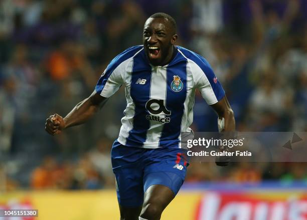 Moussa Marega of FC Porto celebrates after scoring the opening goal during the UEFA Champions League Group D match between FC Porto and Galatasaray...