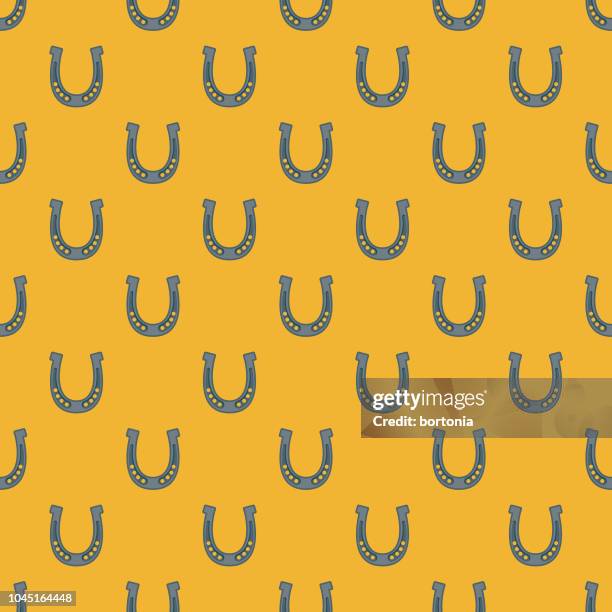 stockillustraties, clipart, cartoons en iconen met horseshoe wilde westen naadloze patroon - hoefijzer