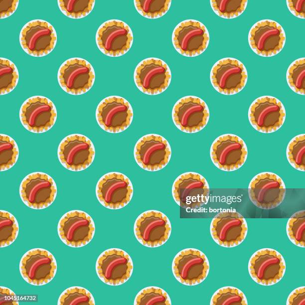 currywurst germany seamless pattern - processed meat stock illustrations