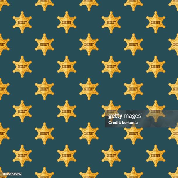 sheriff badge wild west seamless pattern - western pattern stock illustrations