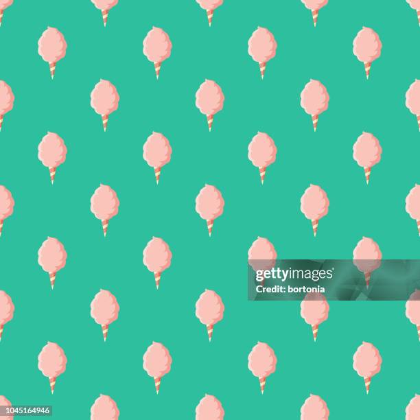 cotton candy sweet desserts seamless pattern - candy floss stock illustrations