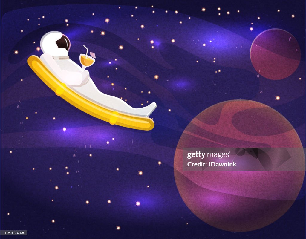 Spaceman Martian In Space Suit On A Galatic Vacation Lounging In Pool ...