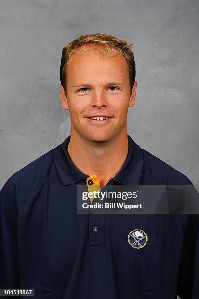 Player Development Coach Kevyn Adams of the Buffalo Sabres poses for his official headshot for the 2010-2011 NHL season on September 17, 2010 in...