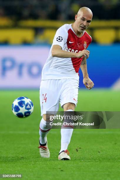 Andrea Raggi of Monaco runs with the ball during the Group A match of the UEFA Champions League between Borussia Dortmund and AS Monaco at Signal...