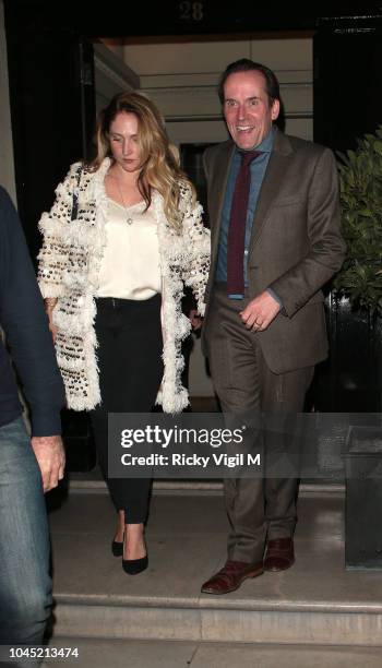 Jessica Parker and Ben Miller seen attending 'Johnny English Strikes Again' screening afterparty at Morton's on October 3, 2018 in London, England.