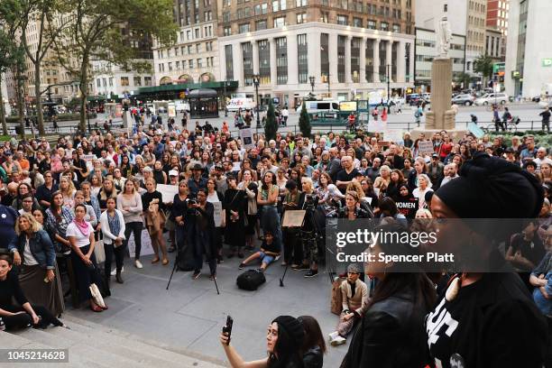 Women attend a rally and vigil in front of a Brooklyn court house calling to stop the nomination of Republican Supreme court candidate Judge Brett...