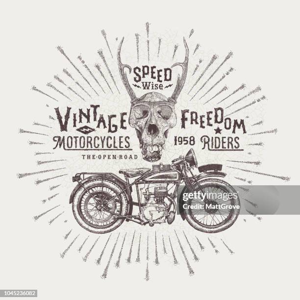 oldtimer motorrad poster - motorbike racing stock-grafiken, -clipart, -cartoons und -symbole