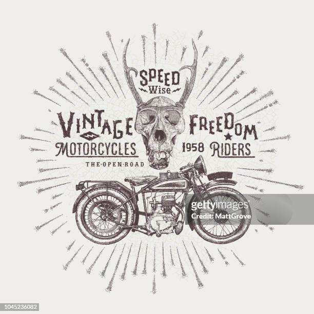 ilustraciones, imágenes clip art, dibujos animados e iconos de stock de motocicleta vintage poster - vintage motorcycle