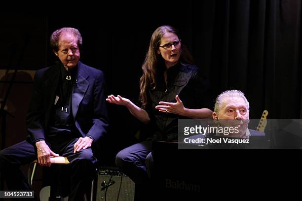 Kenny Lovelace, Phoebe Lewis and Jerry Lee Lewis attend 'An Evening With Jerry Lee Lewis' at The Grammy Museum on September 28, 2010 in Los Angeles,...