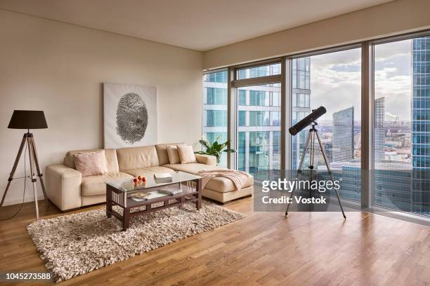 studio apartment in moscow-city - apartment interior stock pictures, royalty-free photos & images