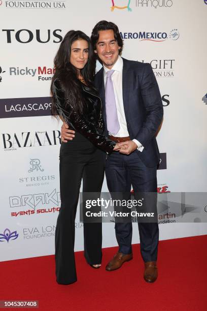 Barbara de Regil and Fernando Schoenwald attend the Global Gift Gala red carpet at St Regis hotel on October 3, 2018 in Mexico City, Mexico.