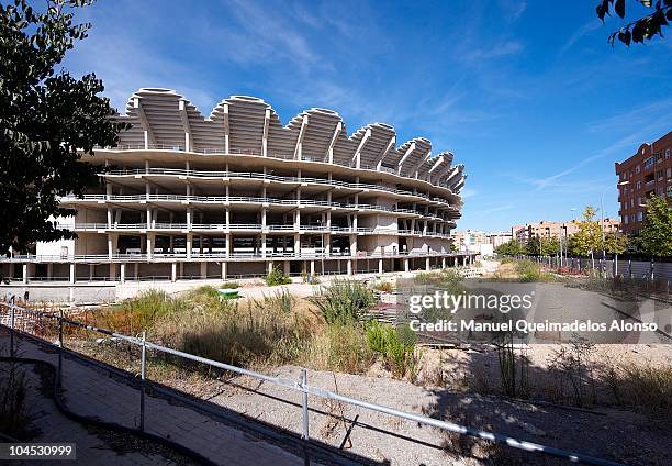 General view of the Nou Mestalla Stadium, which is half built as Valencia struggle with a huge debt and so continue to play at the old Estadio...