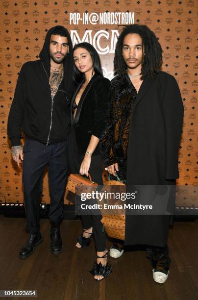 Miles Richie, Kristen Noel Crawley and Luka Sabbat attend Pop-In@Nordstrom MCM at Chateau Marmont on October 3, 2018 in Los Angeles, California.