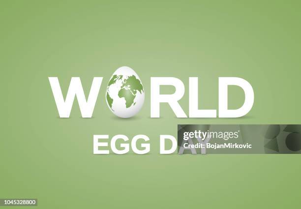 world egg day green poster. vector illustration. - egg shell stock illustrations