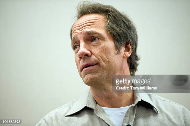 Mike Rowe of the television series "Dirty Jobs" speaks at an event to kick of American Equipment Manufacturers advocacy campaign "I Make America,"...