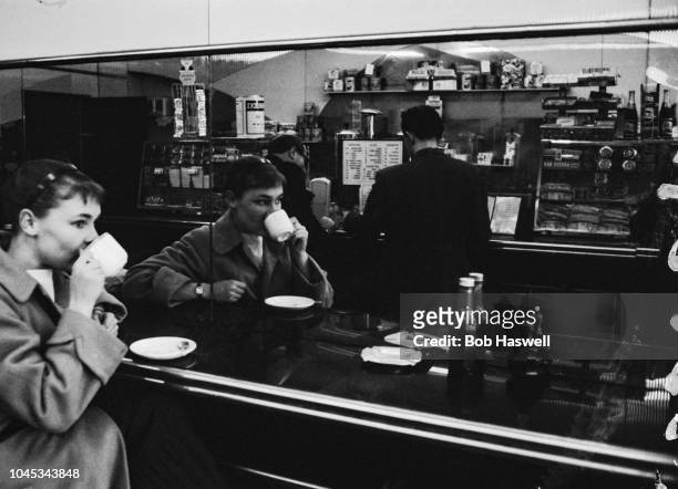 English actress Judi Dench at a coffee bar in London, 11th September 1957. She is currently making her London debut as Ophelia in a production of...
