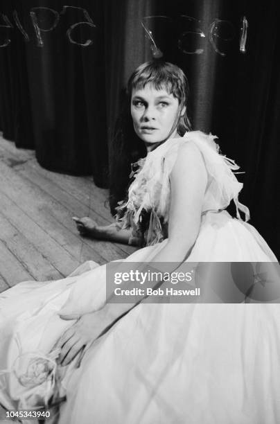 English actress Judi Dench at a dress rehearsal of 'Hamlet' at the Old Vic theatre, London, 11th September 1957. Dench is making her London debut as...