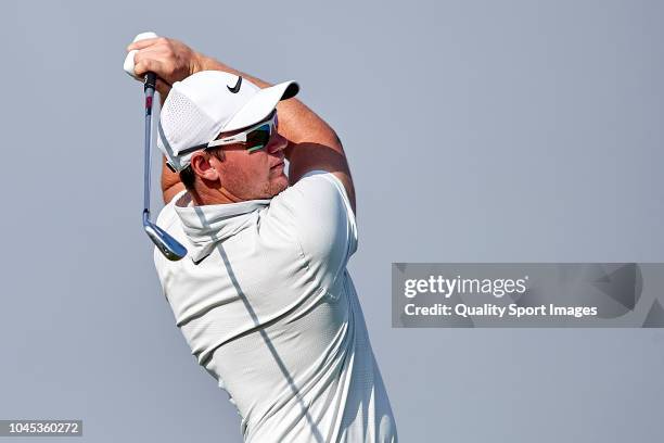 Sam Horsfield of England in action during first day of Portugal Masters 2018 at Dom Pedro Victoria Golf Course on September 20, 2018 in Vilamoura,...