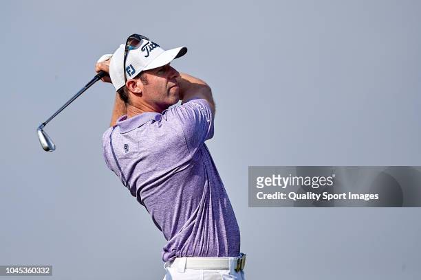 Bradley Dredge of Wales in action during first day of Portugal Masters 2018 at Dom Pedro Victoria Golf Course on September 20, 2018 in Vilamoura,...