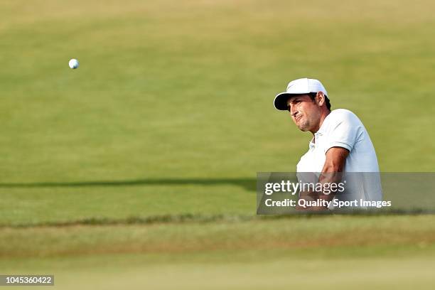 Alexander Levy of France in action during first day of Portugal Masters 2018 at Dom Pedro Victoria Golf Course on September 20, 2018 in Vilamoura,...