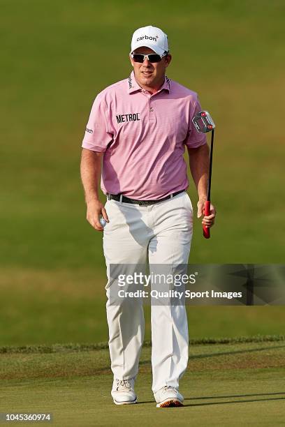 Richie Ramsay of Scotland in action during first day of Portugal Masters 2018 at Dom Pedro Victoria Golf Course on September 20, 2018 in Vilamoura,...