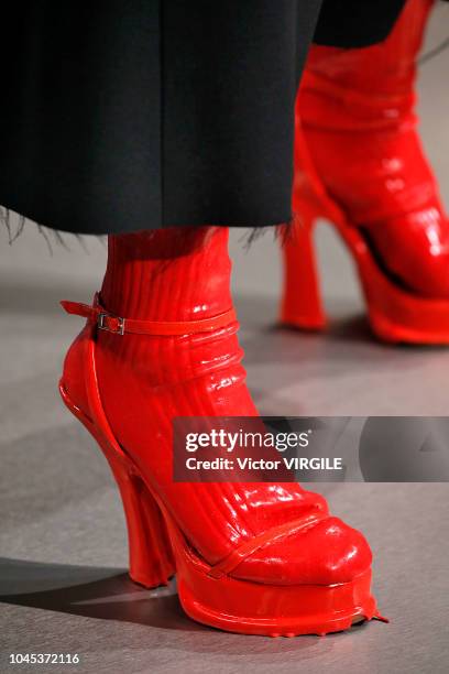 Model walks the runway during the Maison Margiela Ready to Wear fashion show as part of the Paris Fashion Week Womenswear Spring/Summer 2019 on...