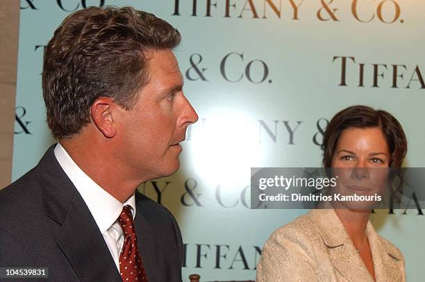 Dan Marino & Marcia Gay Harden during Tiffany & Co. Honors Bette Midler, Marcia Gay Harden, Candace Bushnell, Dan Marino and Ed Schlossberg to...