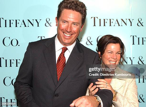 Dan Marino & Marcia Gay Harden during Tiffany & Co. Honors Bette Midler, Marcia Gay Harden, Candace Bushnell, Dan Marino and Ed Schlossberg to...